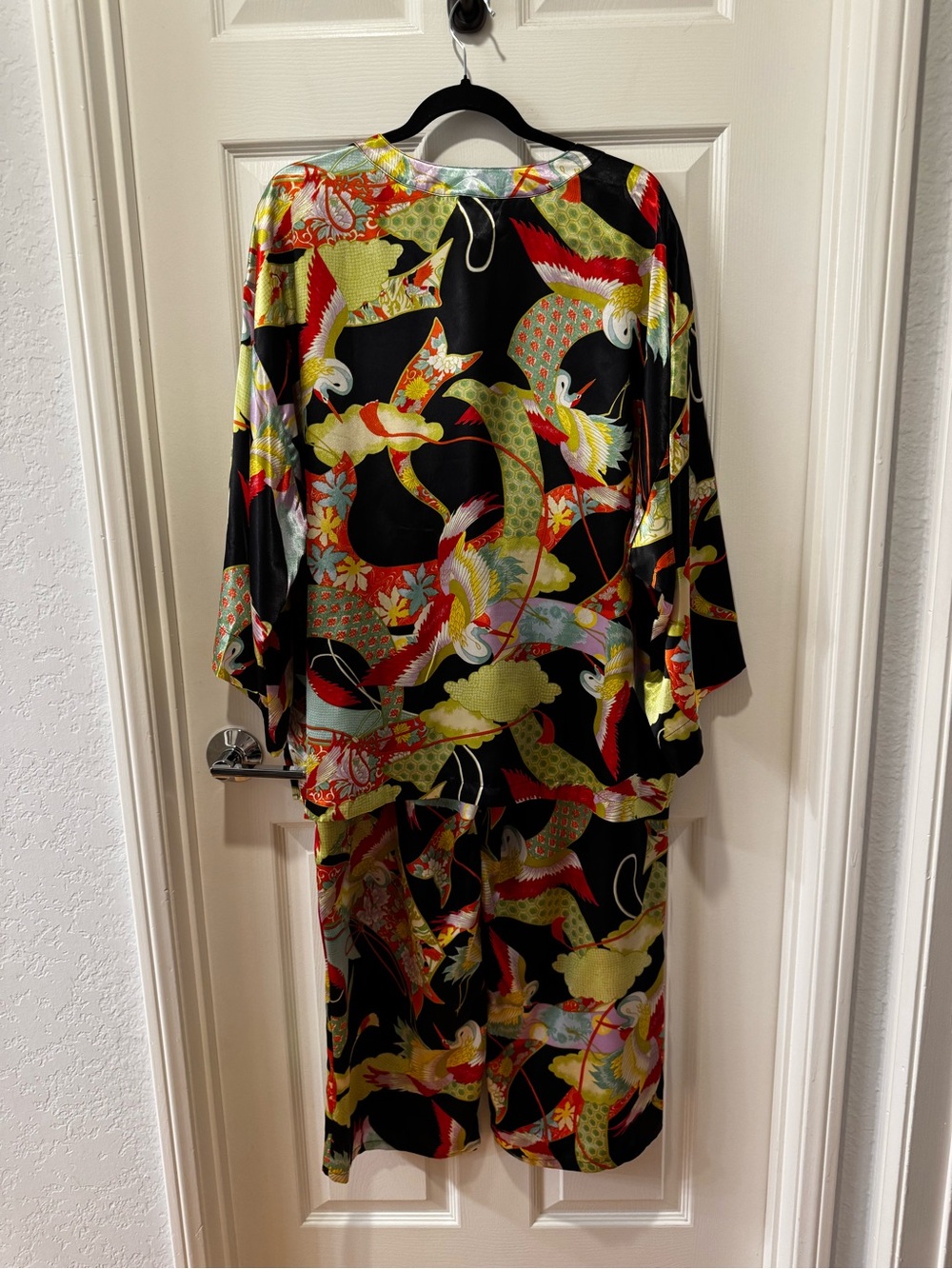 Natori Asian-inspired Crane and Floral Pajama Set XL - Picture 4 of 10